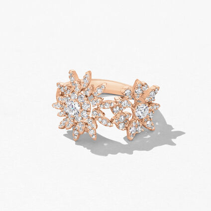 AERIAL Double Sunburst Ring, 18K Rose Gold, large