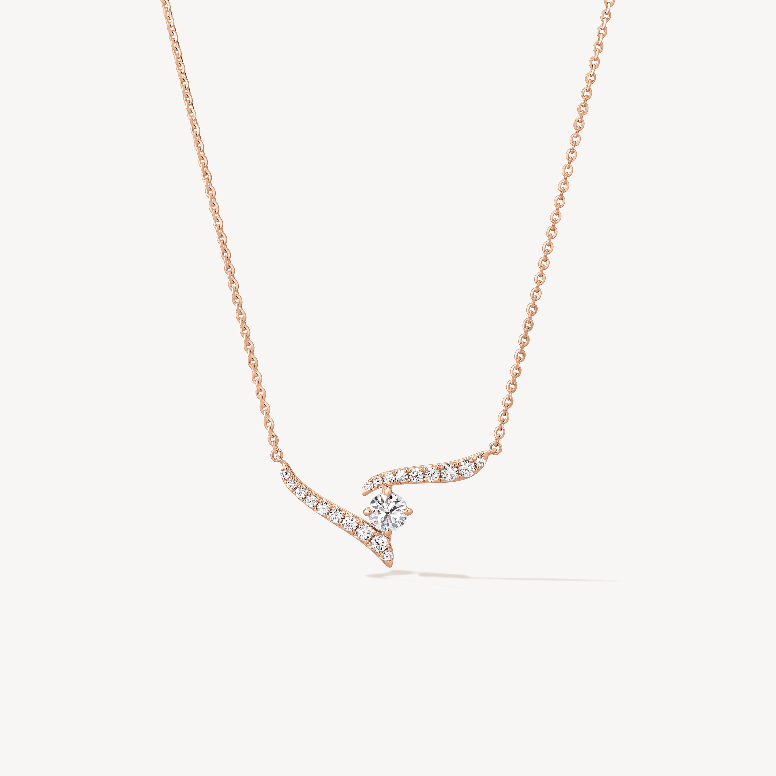 VELA Crossover Pendant Necklace, 18K Rose Gold, large