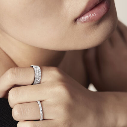 Grace Triple Row Ring, 18K White Gold, large