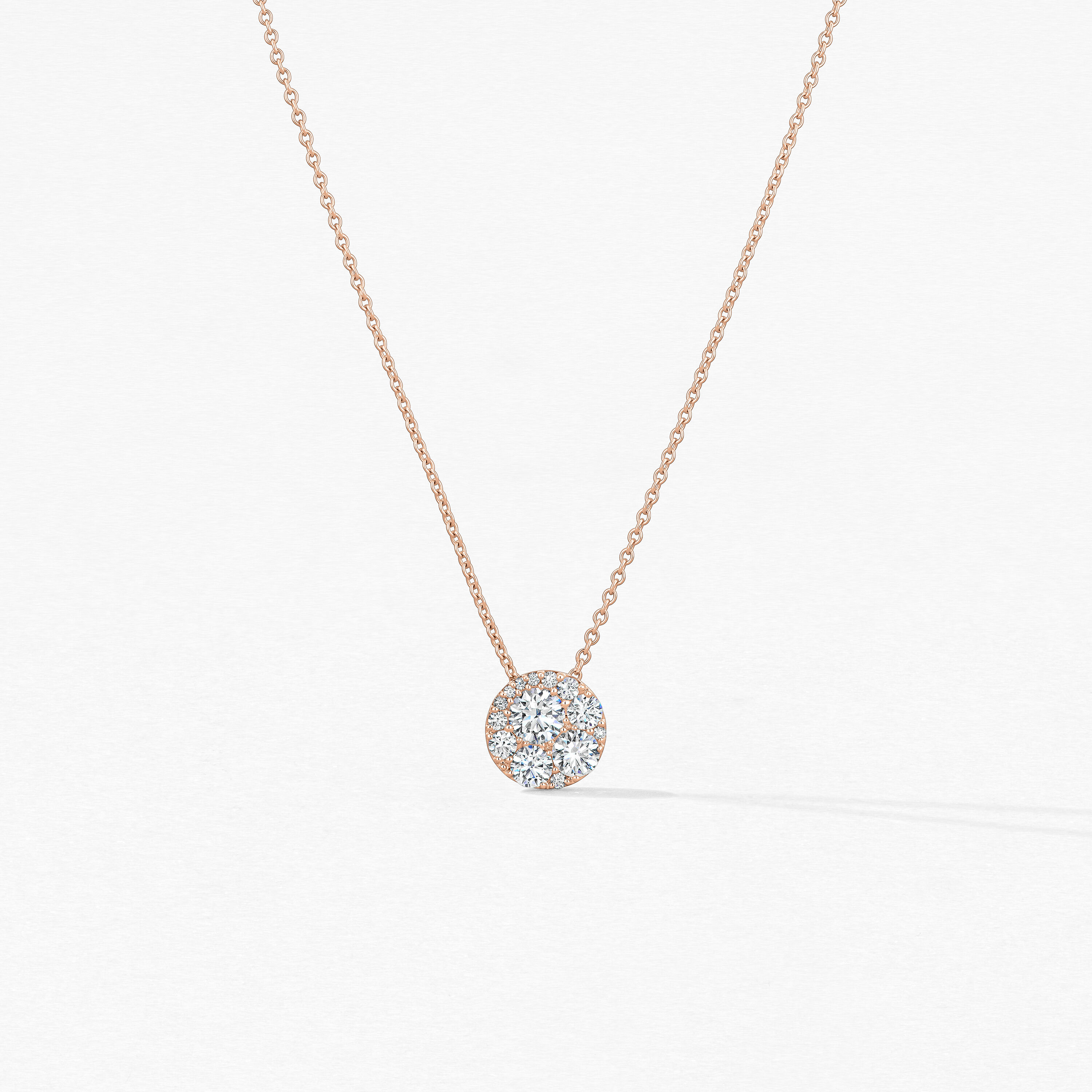 Tessa Diamond Circle Pendant Necklace, 18K Rose Gold, large