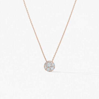 Tessa Diamond Circle Pendant Necklace, 18K Rose Gold, large