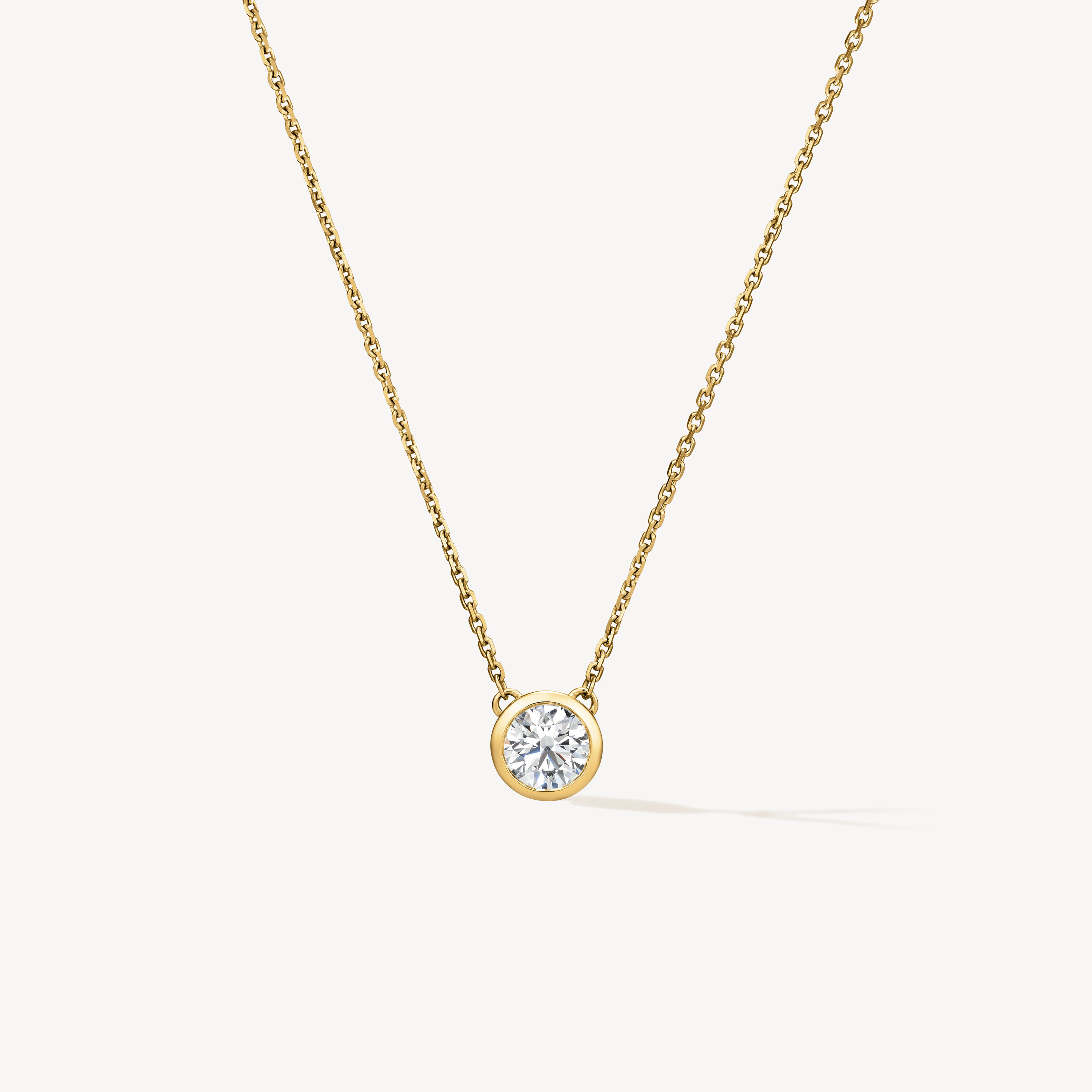 Classic Bezel鑽石項鏈, 18K 黄金, large