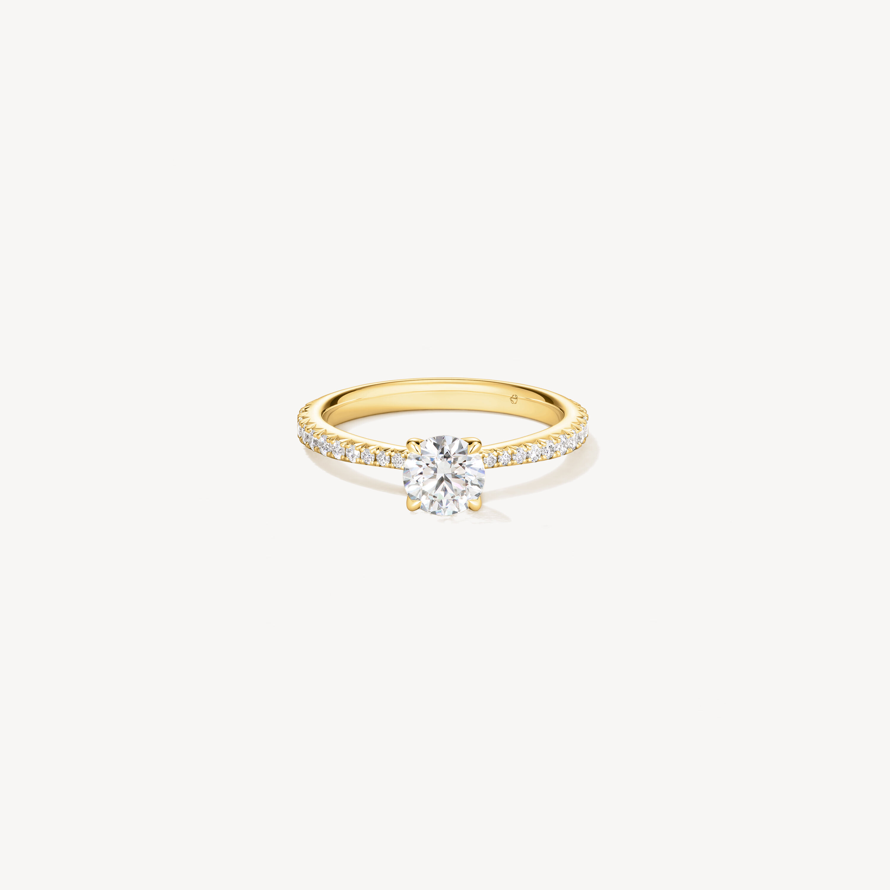 VELA Solitaire with Diamond Band 鑽石戒指　, 18K 黄金, large