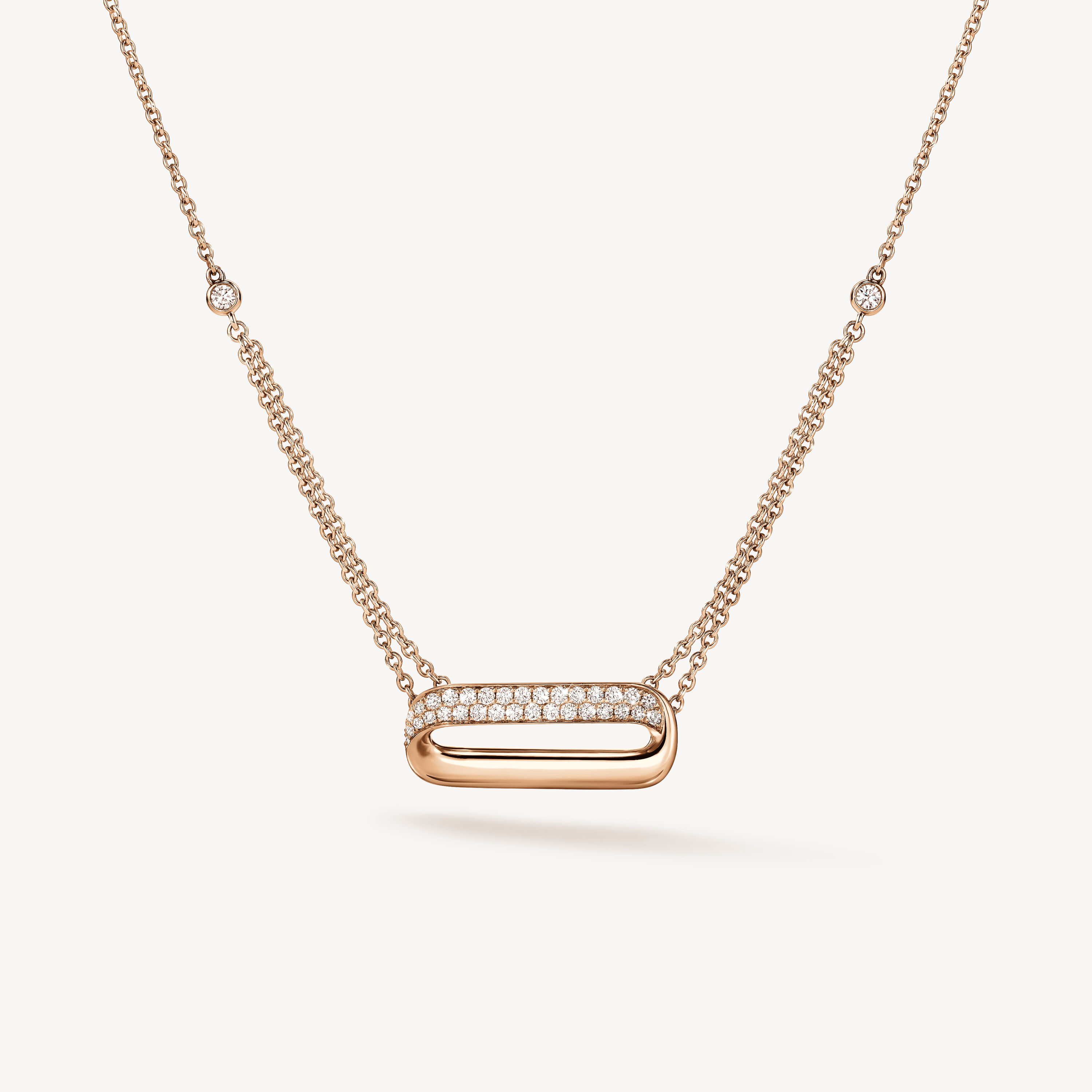INSIDE/OUT Diamond Link Pendant Necklace, 18K Rose Gold, large