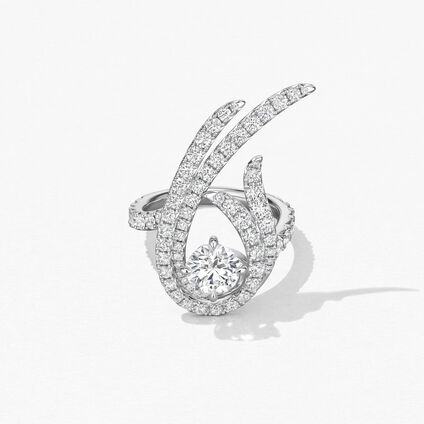 Vela Twisted Cocktail 鑽石戒指, 18K 白金, large