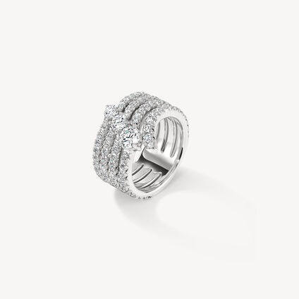 VELA French Cut Pav&eacute; Diamond Cocktail Ring, 18K White Gold, large