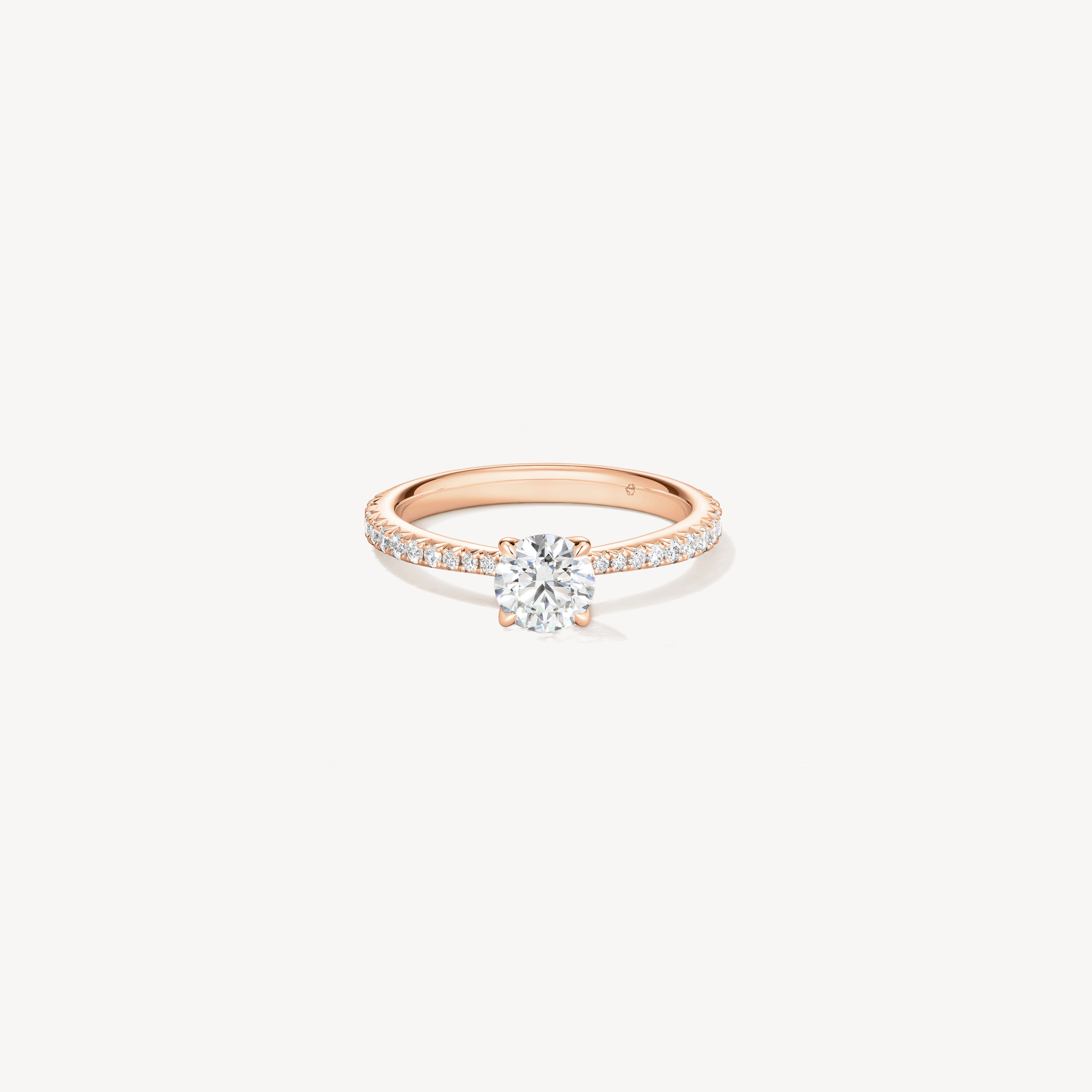 VELA Solitaire with Diamond Band 鑽石戒指　, 18K 玫瑰金, large