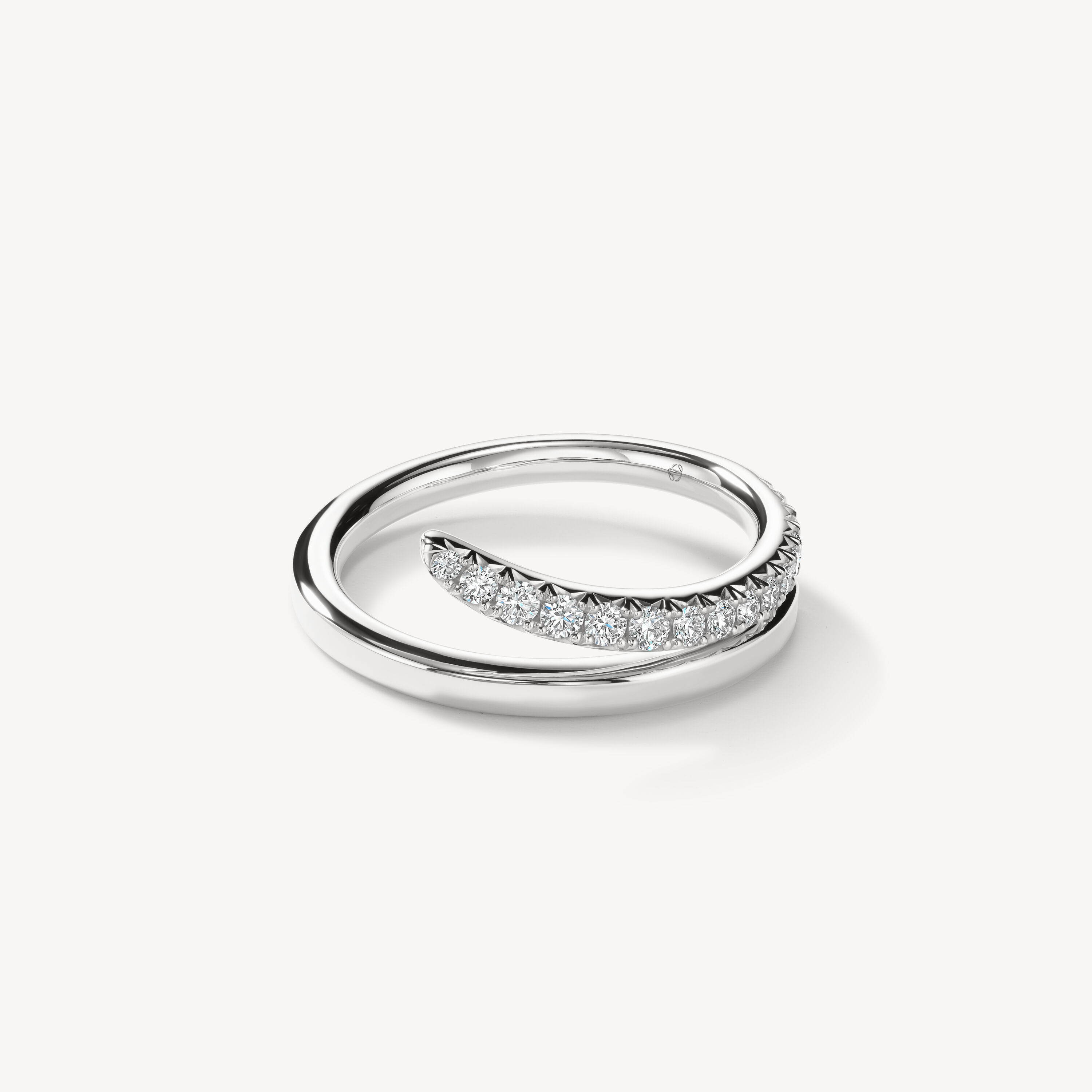 VELA French Cut Pav&eacute; Diamond Ring, 18K White Gold, large