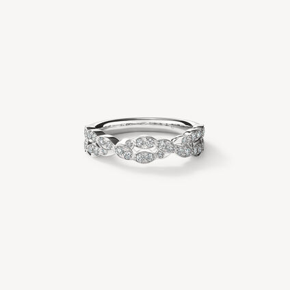 Lorelei Double Diamond Twisted Ring, 18K White Gold, large