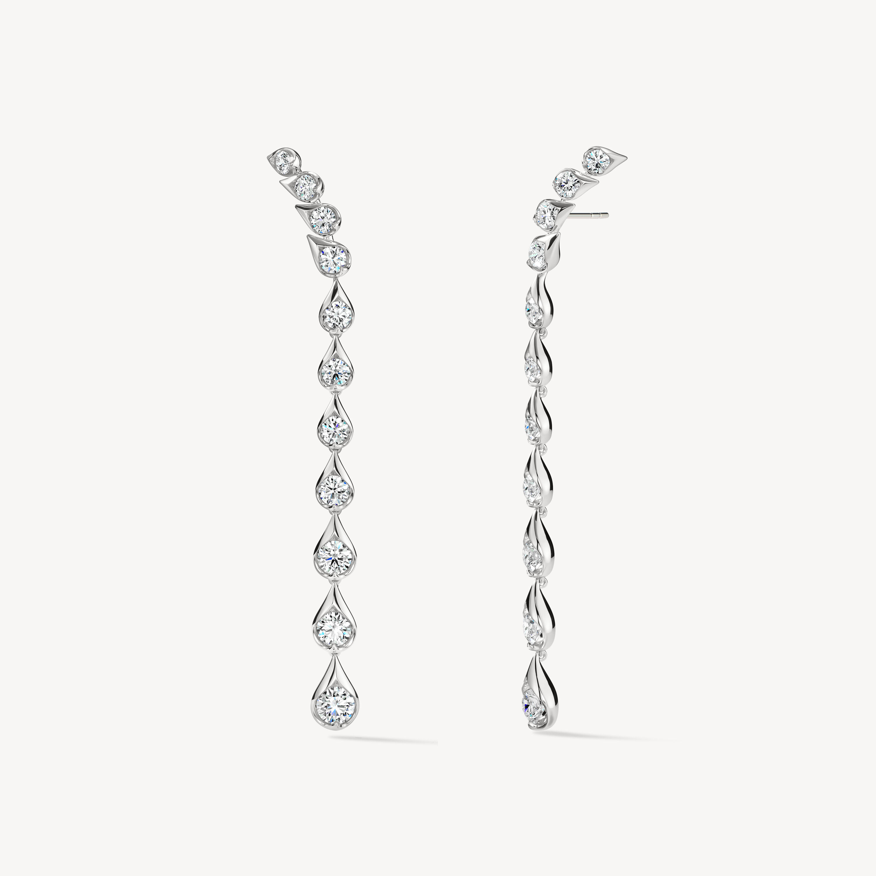 LU Droplet垂墜式鑽石耳環, 18K 白金, large
